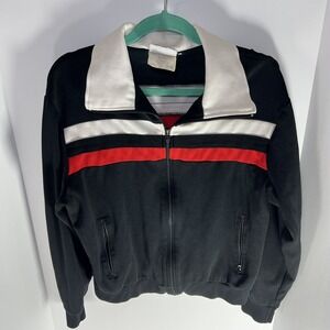 Speedo Track Jacket Men's Large Black Full Zip Activewear Vintage 90s GUC